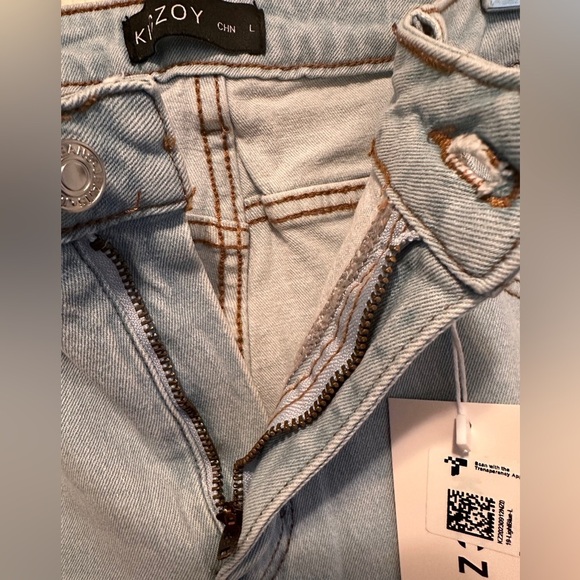 NWT Women Straight Ankle Jeans Casual Loose High Waist Denim Pants Lt Blue Large - Picture 7 of 12